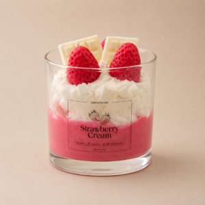 Strawberry Cream çilek kokulu dekoratif soya mum – Loybie