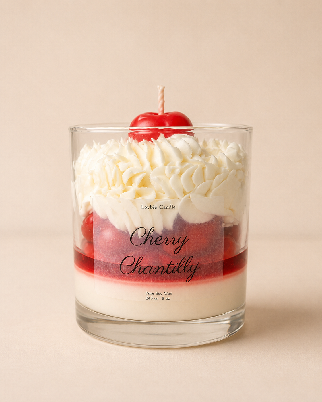 Cherry Chantilly kiraz kokulu dekoratif soya mum – Loybie