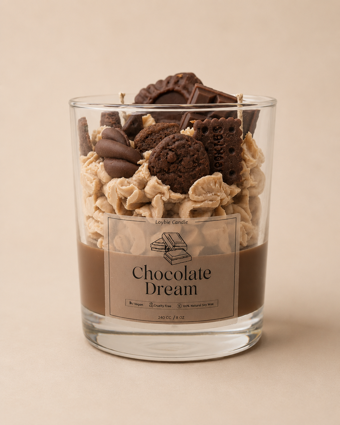 Chocolate Dream çikolata kokulu dekoratif soya mum – Loybie
