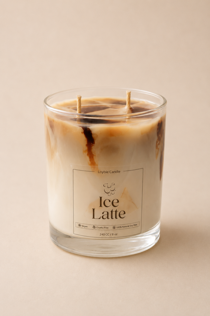 Ice Latte kahve kokulu dekoratif soya mum – Loybie