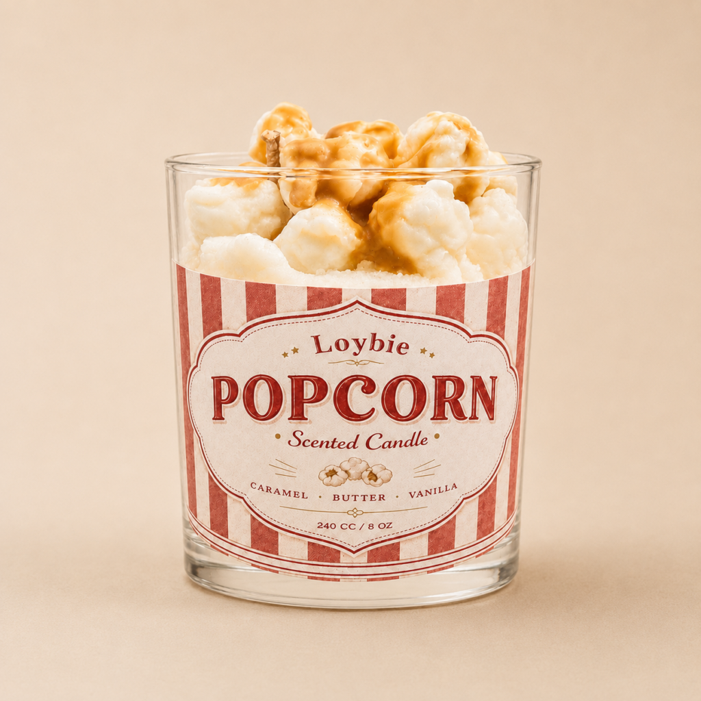 Popcorn vanilya kokulu dekoratif soya mum – Loybie