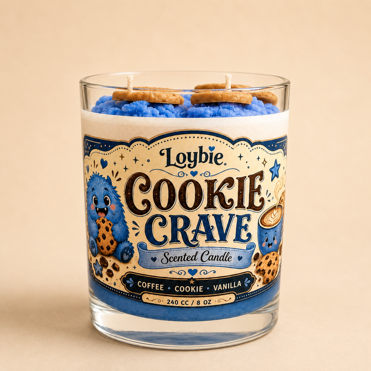 Cookie Crave kahveli kurabiye kokulu dekoratif soya mum – Loybie